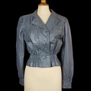 Unbranded 80s cropped grey leather Jacket
